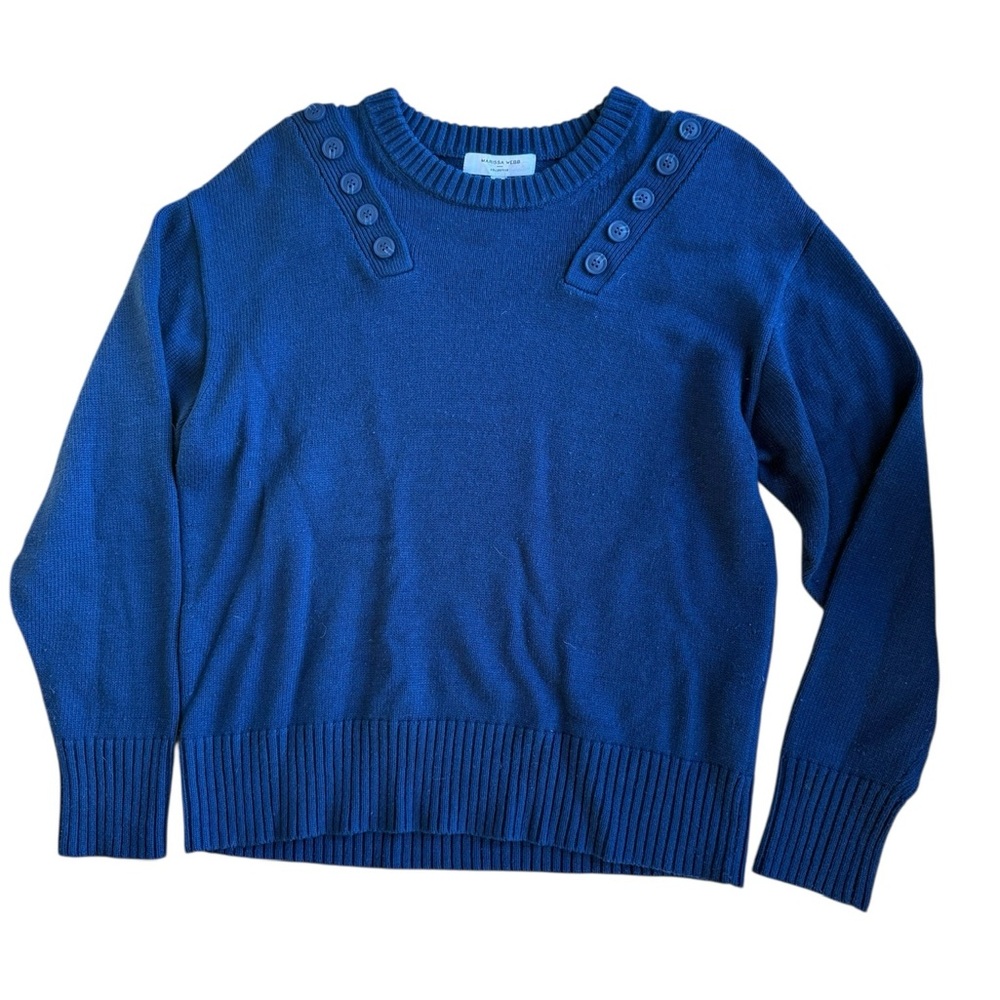 Marissa Webb Navy Button-Accent Sweater